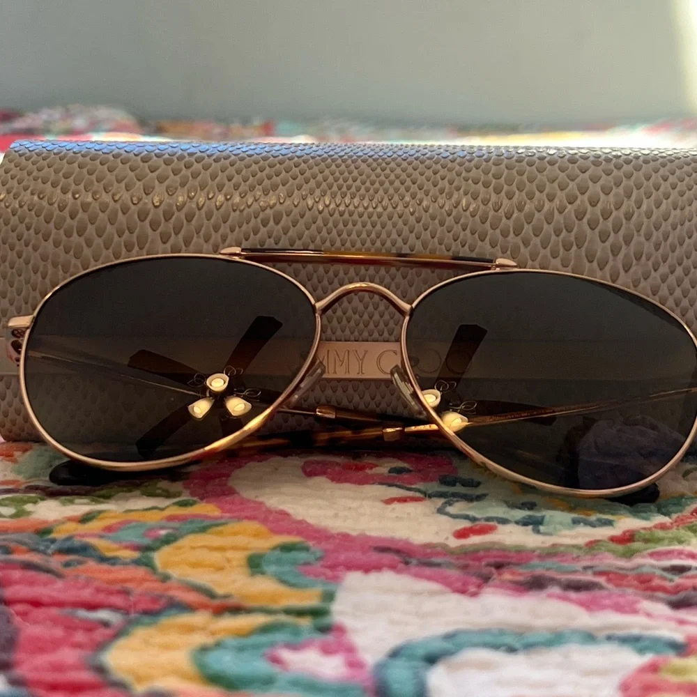 Jimmy Choo Gold Aviator Sunglasses - Picture 4 of 8